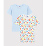 Boys' Short-Sleeved Cat Print Organic Cotton T-Shirt - 2-Pack Dino