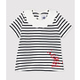 Baby Girls' Short-Sleeved Cotton Blouse Black & White Stripe
