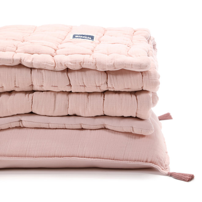 BISCUIT COLLECTION - MUSLIN 100% COTTON QUILTED BEDDING SET "L" 105x125 cm - POWDER PINK