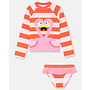 KID GIRL STRIPED RASHGUARD SET WITH FLAMINGO