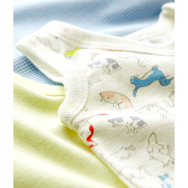 Babies' Puppy Pattern Sleeveless Organic Cotton Bodysuits - 3-Pack