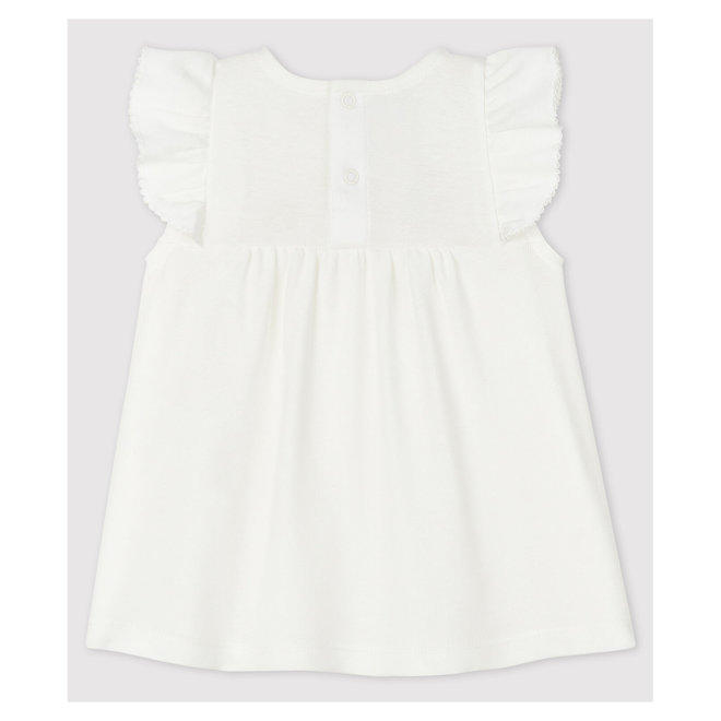 Baby Girls' Short-Sleeved Cotton Blouse Marshmallow white
