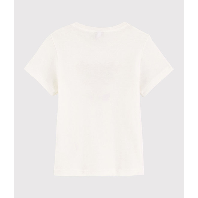 Girls' Short-Sleeved Cotton T-Shirt Marshmallow white