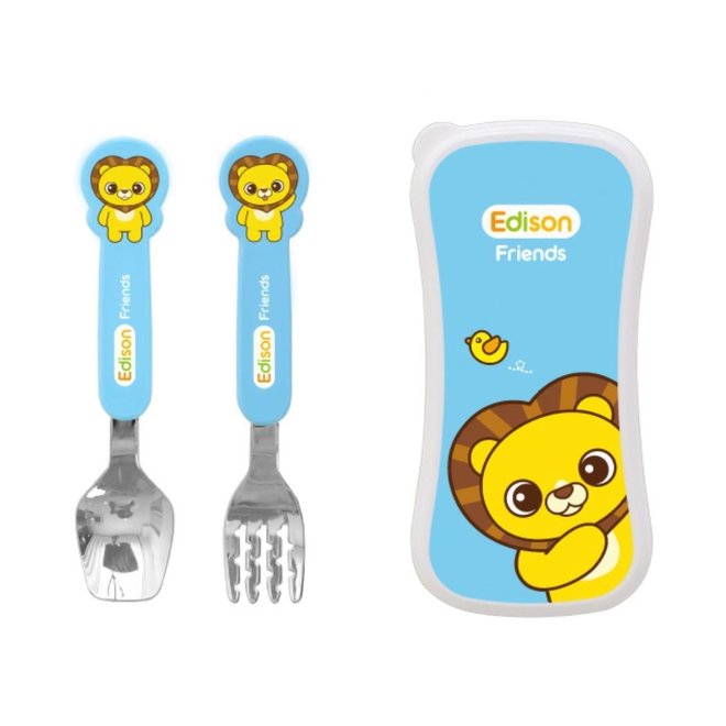 EDISON FRIENDS SPOON & FORK CASE SET FOR BABY LION