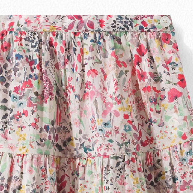Girls' Liberty Fabric Flared Skirt Raspberry