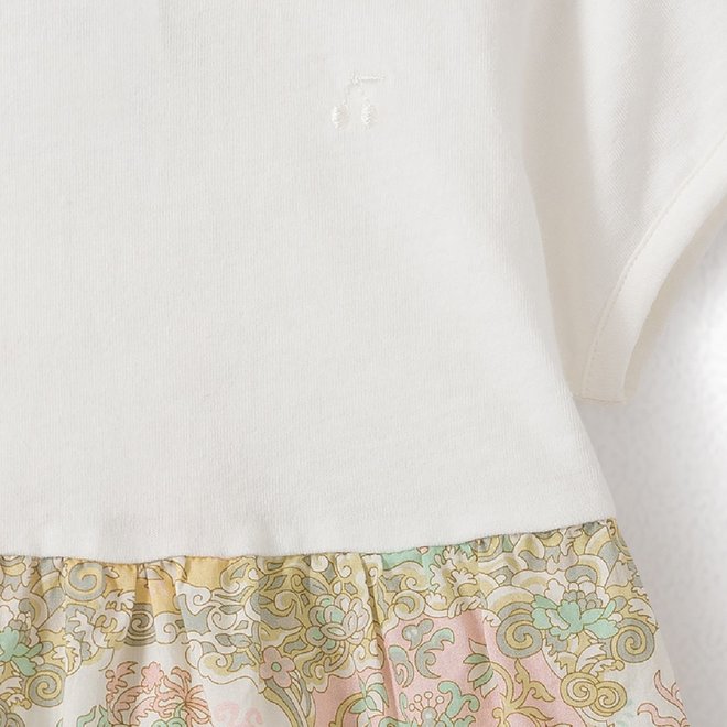 Baby Liberty Fabric And Jersey Pajamas Milk White Upb Blanc Lait