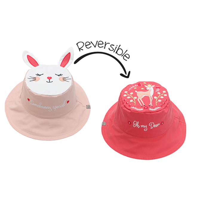 FlapJackKids - Reversible Kids' Sun Hat - Bunny/Deer