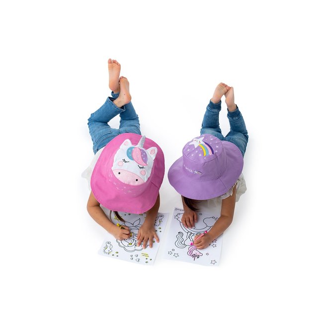 FlapJackKids - Reversible Kids' Sun Hat - Unicorn/Star