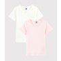 Girls' Pastel Openwork Short-sleeved Organic Cotton T-Shirts - 2-Pack