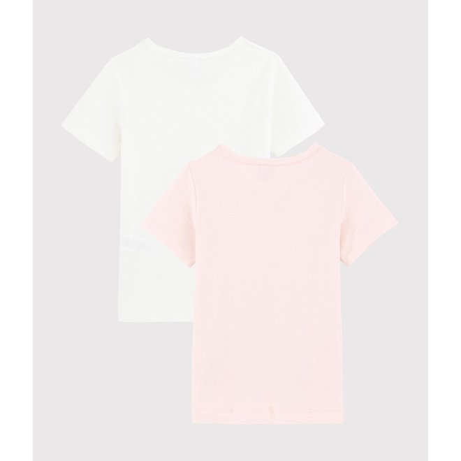 Girls' Pastel Openwork Short-sleeved Organic Cotton T-Shirts - 2-Pack