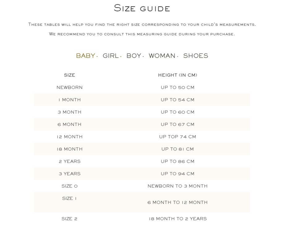 Bonpoint Size Guide - Moda Kids