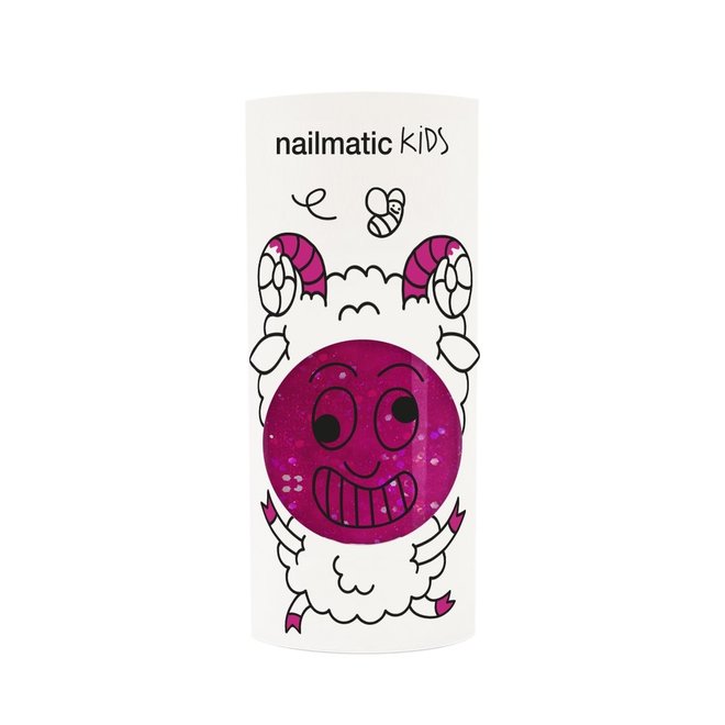 Nailmatic- Water-based nail polish for kids- Sheepy - Clear Raspberry Glitter