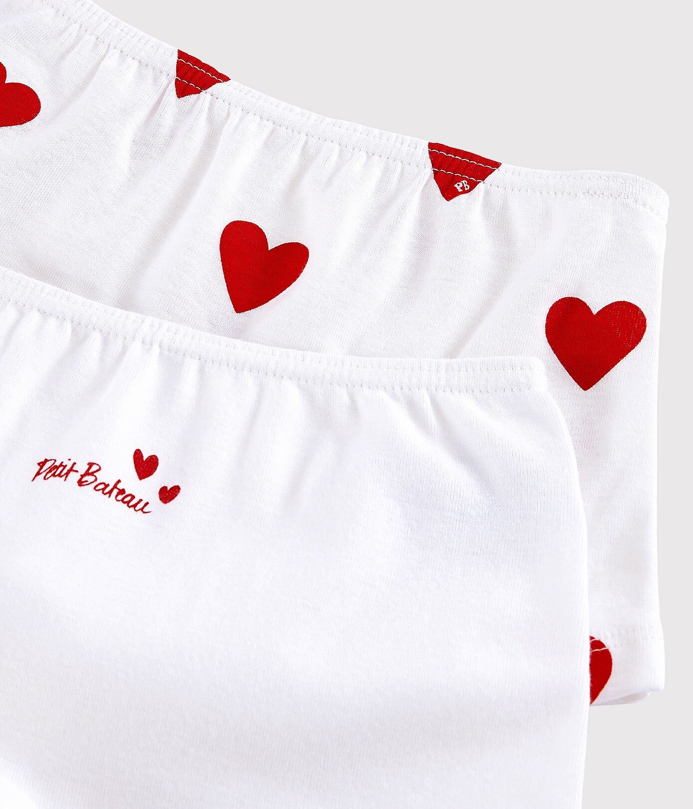 Petit Bateau Girls' Red Heart Pattern Organic Cotton Underpants - 2-Pack