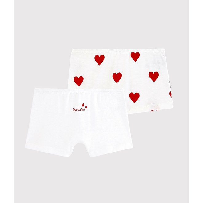 Girls' Red Heart Pattern Organic Cotton Underpants - 2-Pack