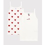 Girls' Red Heart Pattern Organic Cotton Strappy Tops - 2-Pack