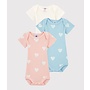 BABY GIRLS' PASTEL SHORT-SLEEVED ORGANIC COTTON BODYSUITS - 3-PACK