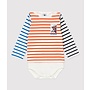 BABIES' COTTON STRIPED BODYSUIT MARSHMALLOW /CAROTTE
