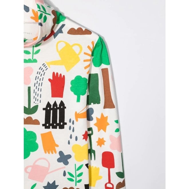 KID GIRL GARDENING PRINT TURTLENECK