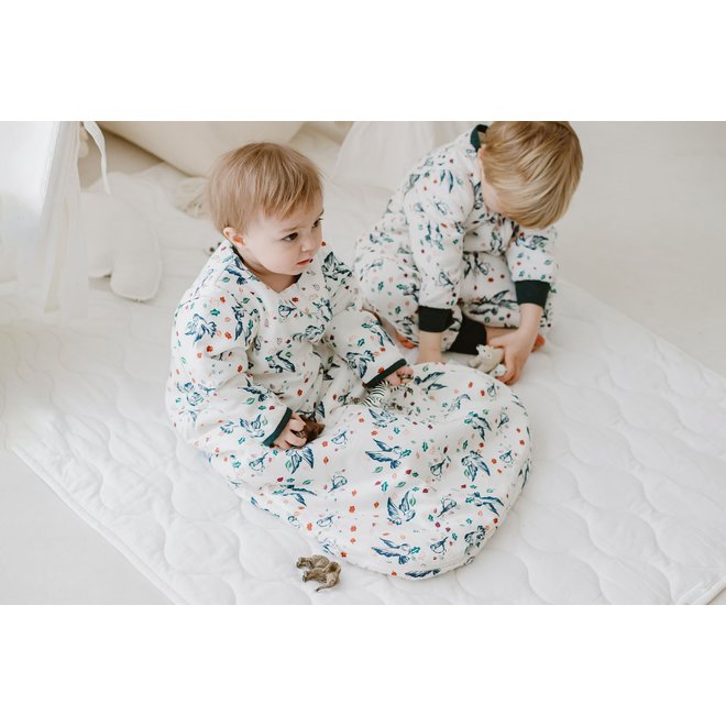 Organic Cotton Long Sleeve Sleep Bag 3.5 TOG - Bye Bye Birdie