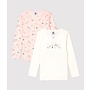 GIRLS' PRINCESS PRINT LONG-SLEEVED COTTON T-SHIRTS - 2-PACK