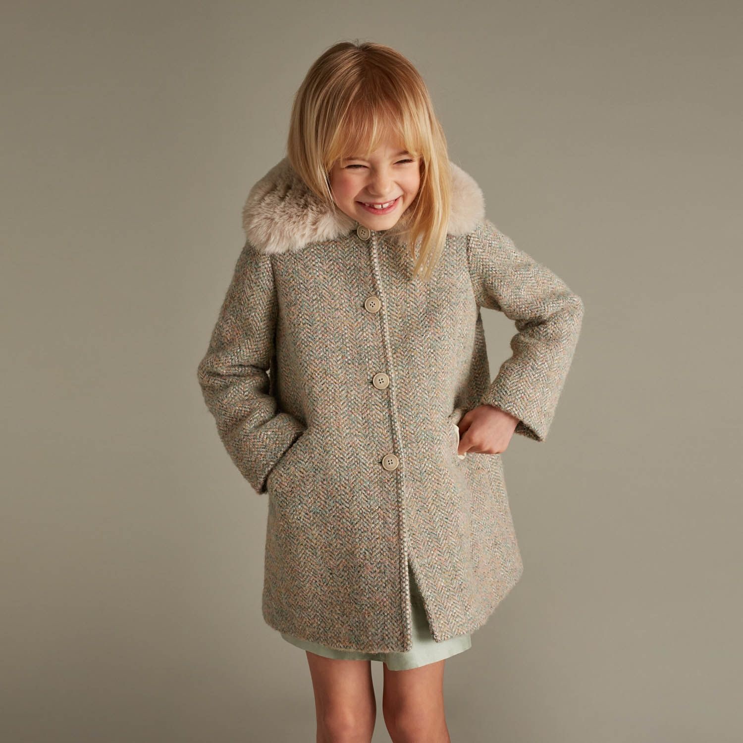 Girls tweed shop coat