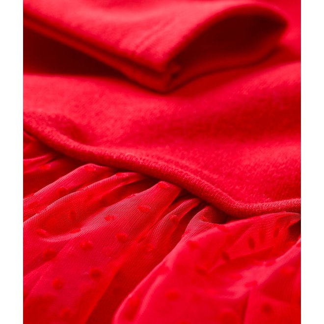 BABIES' FLEECE/TULLE DRESS TERKUIT RED