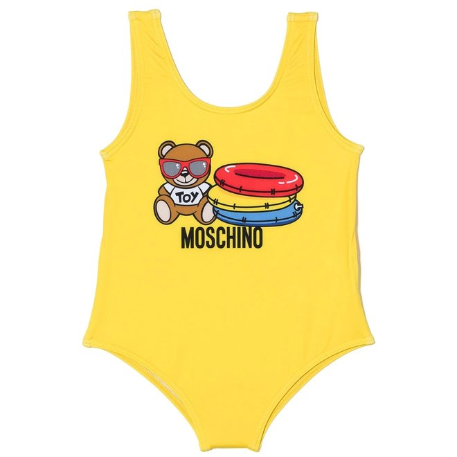 BABY GIRL SWIMSUIT WITH BEAR AND THREE SWIM FLOATS CURRY