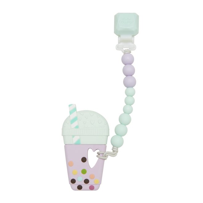 Silicone Teether GEM Set - Taro bubble Tea - Lilac Mint