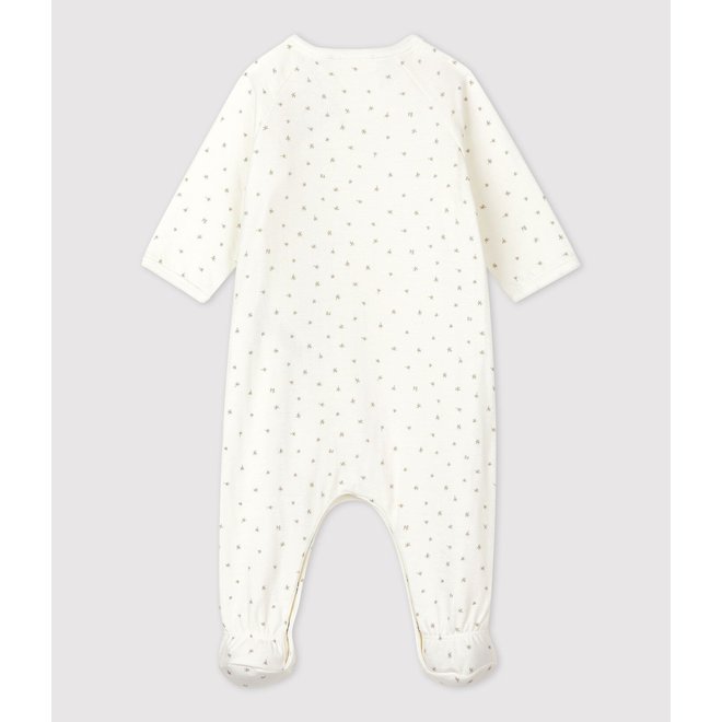 Babies' Organic Cotton Sleepsuit Grey Star Marshmallow White/Multico White