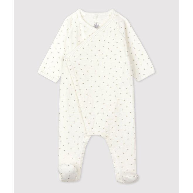 Babies' Organic Cotton Sleepsuit Grey Star Marshmallow White/Multico White