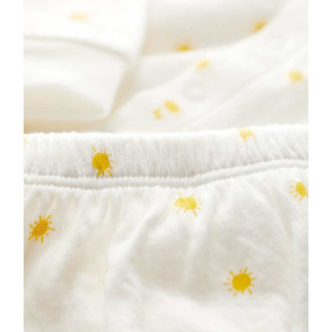 Babies' Organic Sun Print Tube Knit Clothing - 2-Piece Set Marshmallow White/Orge