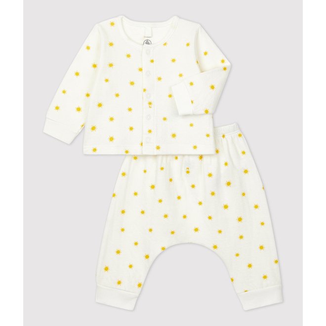 Babies' Organic Sun Print Tube Knit Clothing - 2-Piece Set Marshmallow White/Orge