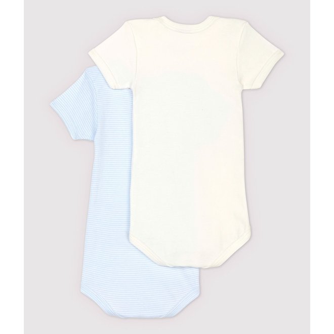 Babies' Pinstriped Short-Sleeved Organic Cotton Bodysuits - 2-Pack Boy