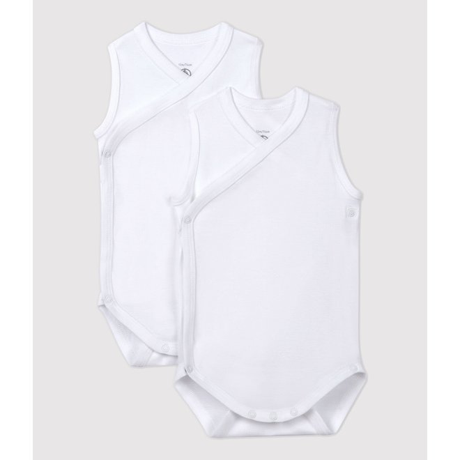 Babies' Plain Sleeveless Cotton Bodysuits - 2-Pack