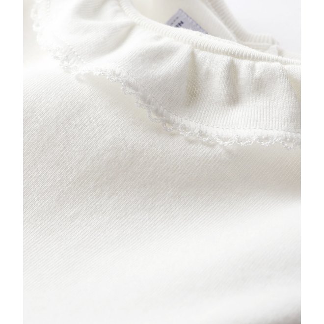Babies' Short-Sleeved Bodysuit With Ruff Marshmallow White