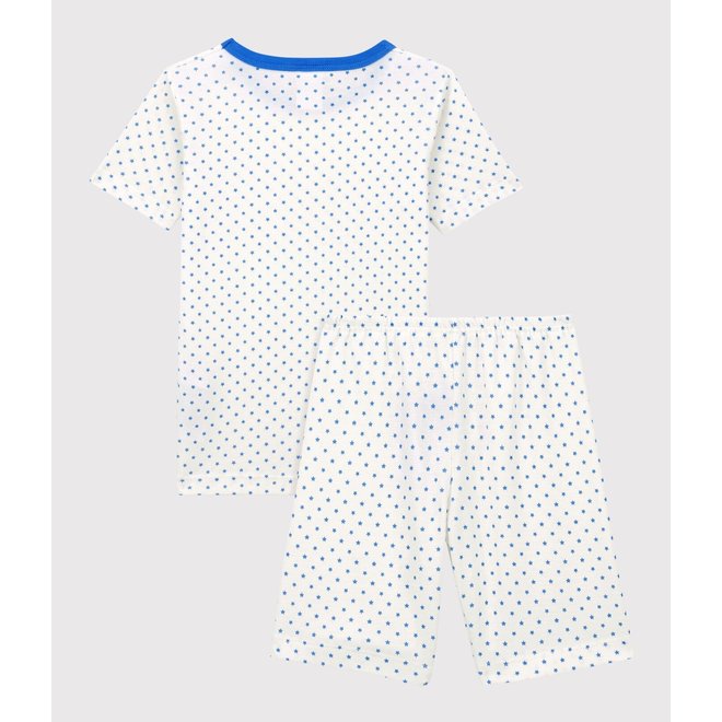 Boys' Blue Star Organic Cotton Short Pyjamas Marshmallow White/Brasier Blue