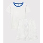 Boys' Blue Star Organic Cotton Short Pyjamas Marshmallow White/Brasier Blue