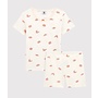 Girls' Crab Print Cotton Short Pyjamas Marshmallow White/Multico White