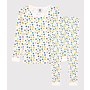 Girls' Glow-In-The-Dark Retro Floral Snugfit Cotton Pyjamas Marshmallow White/Multico White