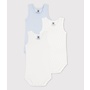 No Sleeved Cotton Bodysuits - 3-Pack Star,Blue,Plan White