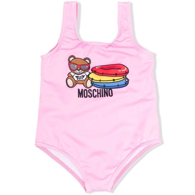 BABY GIRL SWIMSUIT WITH BEAR AND THREE SWIM FLOATS SWEET PINK