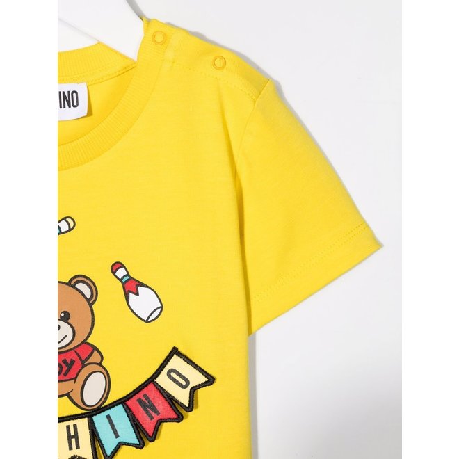 BABY SS TEE W JUGLING BEAR PRINT OPT CURRY