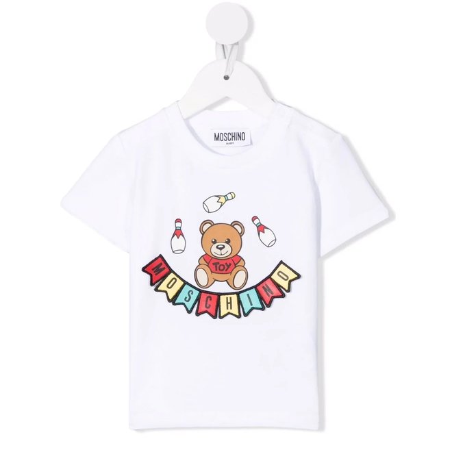 BABY SS TEE W JUGLING BEAR PRINT OPT WHITE