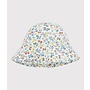 GIRLS' POPLIN FLOPPY HAT MARSHMALLOW white/MULTICO white