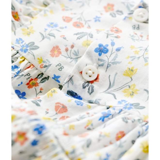 BABIES' POPLIN FLORAL PRINT DRESS AND BLOOMERS MARSHMALLOW white/MULTICO white
