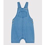 BABIES' ORGANIC LIGHT DENIM DUNGAREE SHORTS DENIM CLAIR blue
