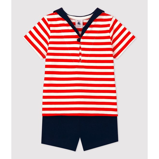 BABIES' SAILOR CLOTHING - 2-PIECE SET PEPS red/MULTICO white