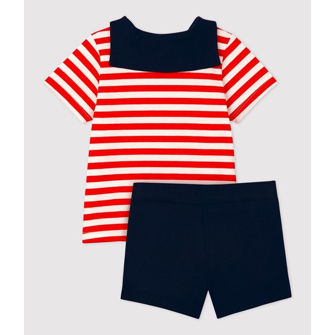 BABIES' SAILOR CLOTHING - 2-PIECE SET PEPS red/MULTICO white