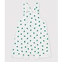 BABIES' ORGANIC FLEECE PLANT PRINT DUNGAREE SHORTS MARSHMALLOW white/GAZON green