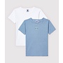 BOYS' ORGANIC COTTON T-SHIRTS STRIPE BLUE - 2-PACK